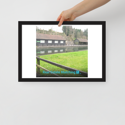 Lakeside Serenity Framed photo paper poster with realestatematching with key Logo
