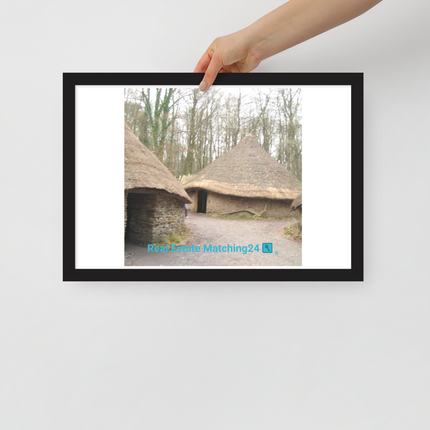 Village Charm Framed photo paper poster with realestatematching24 with key Logo
