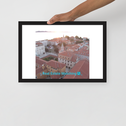Roof Sunset View Framed photo paper poster with realestatematching with key Logo