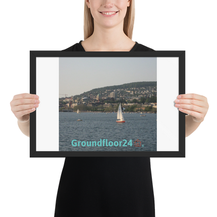 Beautiful River & Hills Sinari Framed photo paper poster with Groundfloor24 with House Logo