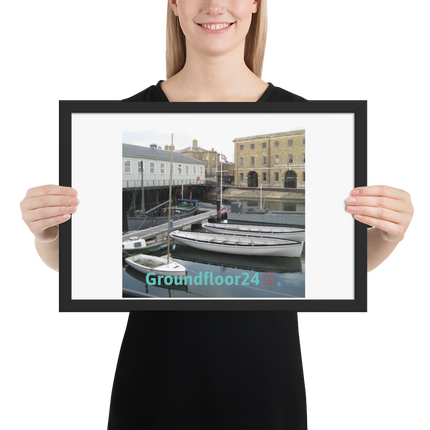 Boat on Water Framed photo paper poster with Groundfloor24 with House Logo