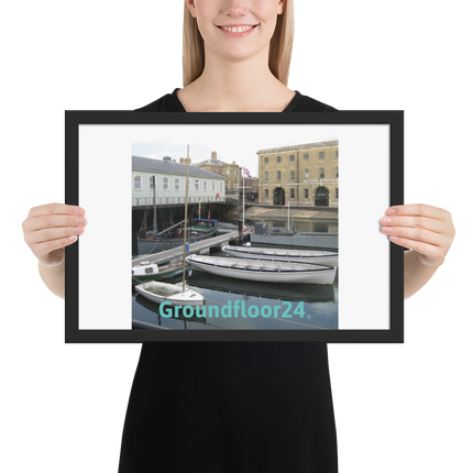 Boat on Water Framed photo paper poster with Groundfloor24 without House Logo