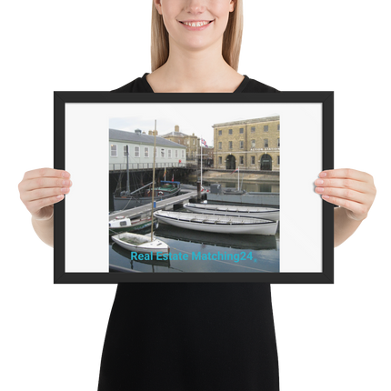 Boat on Water Framed photo paper poster with realestatematching24 without key Logo