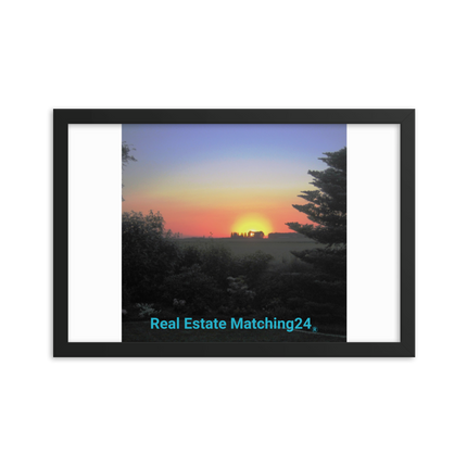 Beautiful Sunset Sinari Framed photo paper poster with realestatematching24 without key Logo