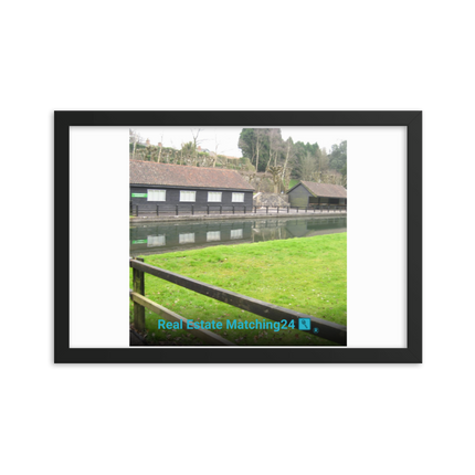 Lakeside Serenity Framed photo paper poster with realestatematching24 with key Logo