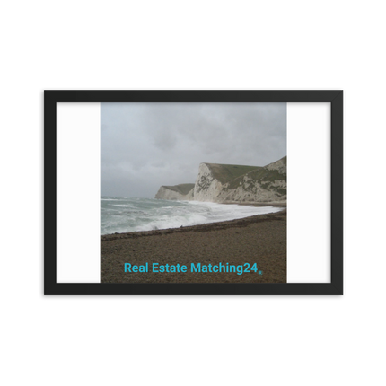Waves and Sand Framed photo paper poster with realestatematching24 without key Logo