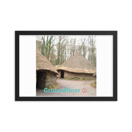 Village Charm Framed photo paper poster with Groundfloor with House Logo