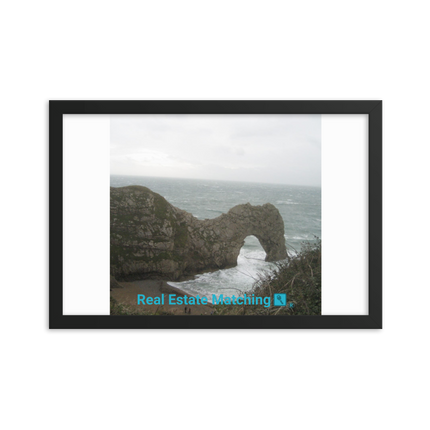 Coastal Escape Framed photo paper poster with realestatematching with key Logo