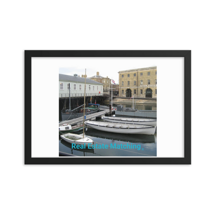 Boat on Water Framed photo paper poster with realestatematching without key Logo