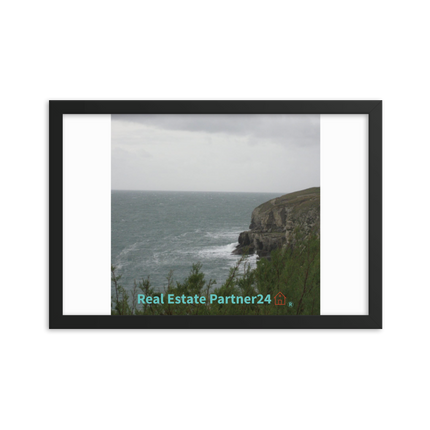 Seaside Serenity Framed photo paper poster with realestatepartner24 with house Logo