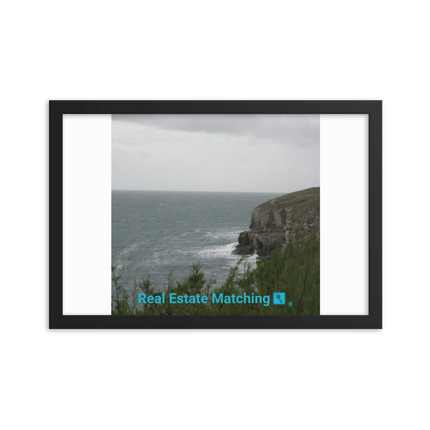 Seaside Serenity Framed photo paper poster with realestatematching with key Logo