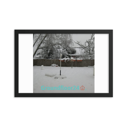 Winter Wonderland Framed photo paper poster with Groundfloor24 with House Logo