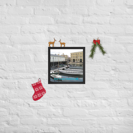 Boat on Water Framed photo paper poster with realestatematching with key Logo