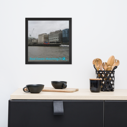 Beautiful Place Framed photo paper poster with Real Estate Matching24 Logo