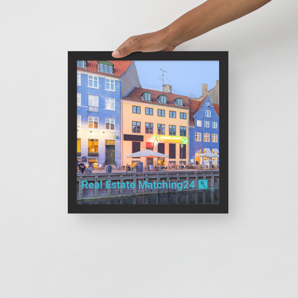 Nyhavn Framed photo paper poster with Real Estate Matching24 Logo