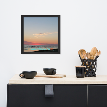 Sunset Sinari Framed photo paper poster with Groundfloor24 Logo