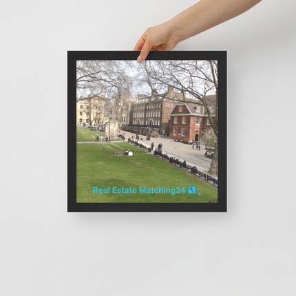 Beautiful Park Framed photo paper poster with realestatematching24 with key Logo