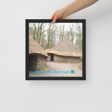 Village Charm Framed photo paper poster with realestatematching24 with key Logo