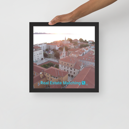 Roof Sunset View Framed photo paper poster with realestatematching with key Logo