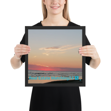 Sunset Sinari Framed photo paper poster with Real Estate Matching24 Logo