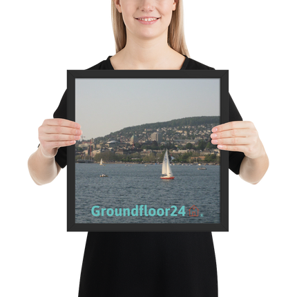Beautiful River & Hills Sinari Framed photo paper poster with Groundfloor24 with House Logo