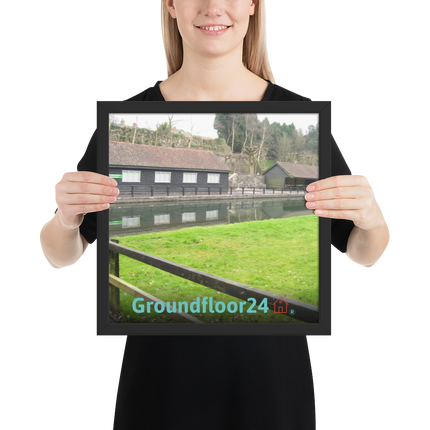 Lakeside Serenity Framed photo paper poster with Groundfloor24 with House Logo