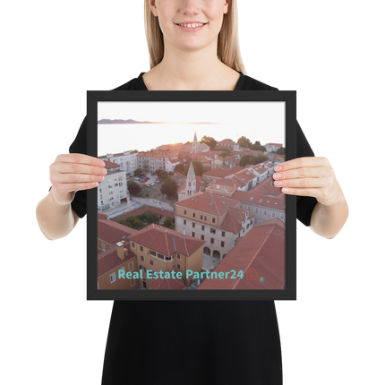Roof Sunset View Framed photo paper poster with realestatepartner24 with house Logo
