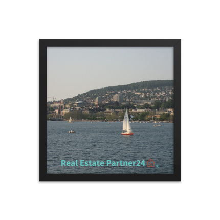 Beautiful River & Hills Sinari Framed photo paper poster with realestatepartner24 with house Logo