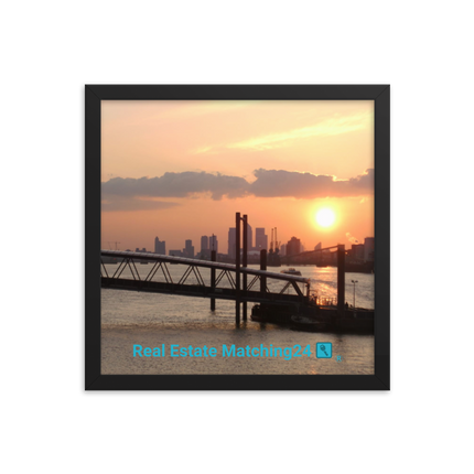 Evening Glow Framed photo paper poster with realestatematching24 with key Logo