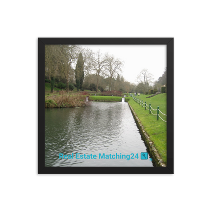 Lakeside Beauty Framed photo paper poster with realestatematching24 with key Logo