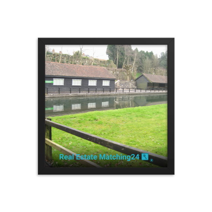 Lakeside Serenity Framed photo paper poster with realestatematching24 with key Logo