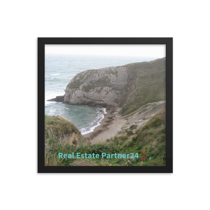 Sea & Hills Framed photo paper poster with realestatepartner24 with house Logo