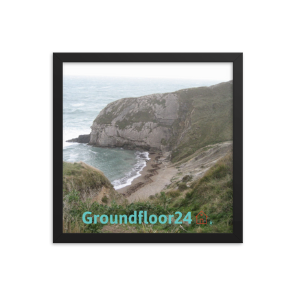 Sea & Hills Framed photo paper poster with Groundfloor24 with House Logo