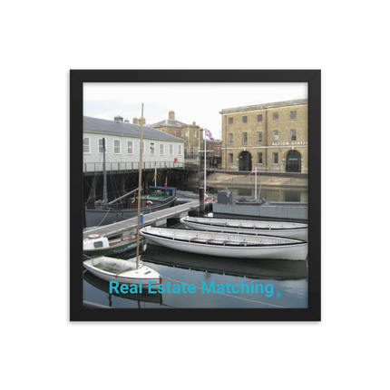 Boat on Water Framed photo paper poster with realestatematching without key Logo