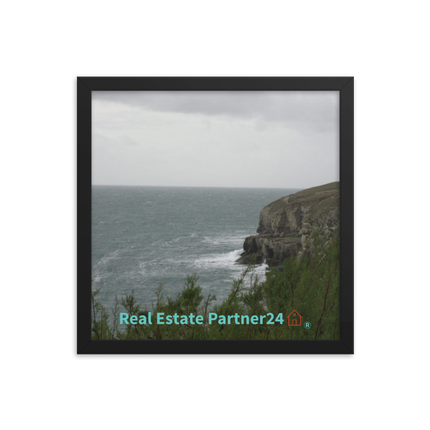 Seaside Serenity Framed photo paper poster with realestatepartner24 with house Logo