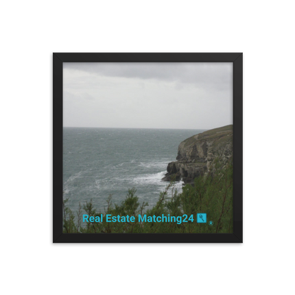 Seaside Serenity Framed photo paper poster with realestatematching24 with key Logo