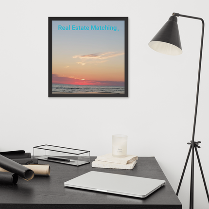 Sunset Sinari Framed photo paper poster with Real Estate Matching Logo