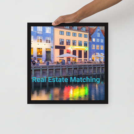 Nyhavn Framed photo paper poster with Real Estate Matching Logo