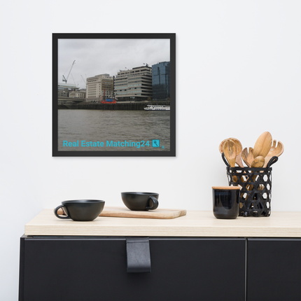 Beautiful Place Framed photo paper poster with Real Estate Matching24 Logo