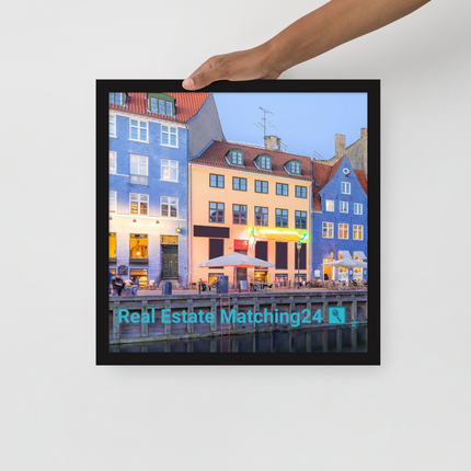 Nyhavn Framed photo paper poster with Real Estate Matching24 Logo