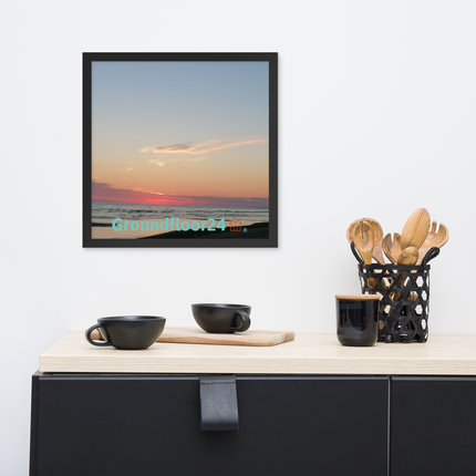 Sunset Sinari Framed photo paper poster with Groundfloor24 Logo