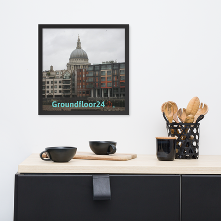 St. Paul's Cathedral Framed photo paper poster with Groundfloor24 Logo