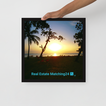 Beautiful Sea View Framed photo paper poster with realestatematching24 with key Logo