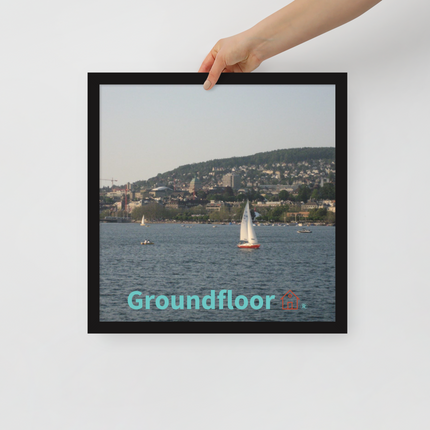 Beautiful River & Hills Sinari Framed photo paper poster with Groundfloor with House Logo