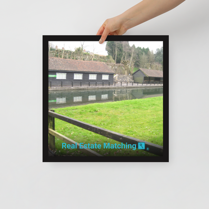 Lakeside Serenity Framed photo paper poster with realestatematching with key Logo