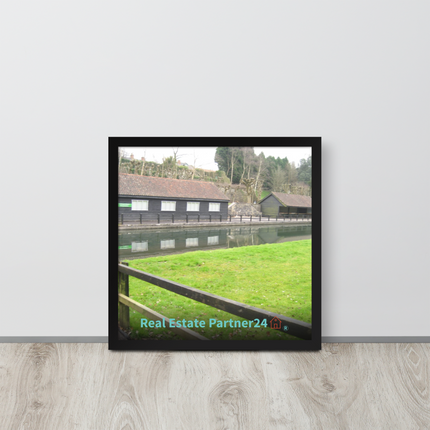 Lakeside Serenity Framed photo paper poster with realestatepartner24 with house Logo
