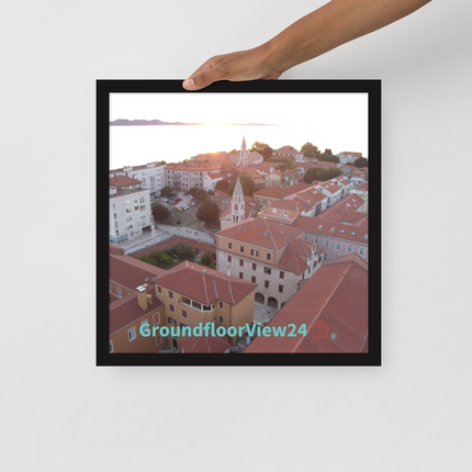 Roof Sunset View Framed photo paper poster with groundfloorview24 with House Logo