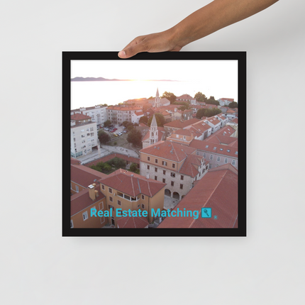 Roof Sunset View Framed photo paper poster with realestatematching with key Logo