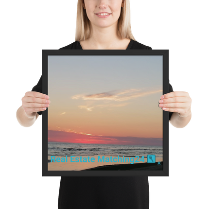 Sunset Sinari Framed photo paper poster with Real Estate Matching24 Logo
