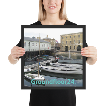 Boat on Water Framed photo paper poster with Groundfloor24 without House Logo
